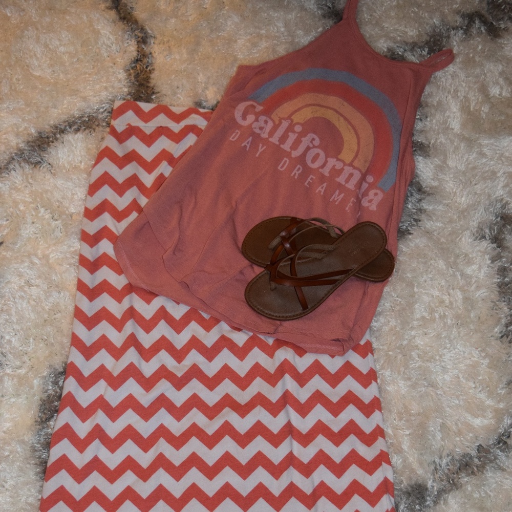 Coral Chevron Maxi skirt